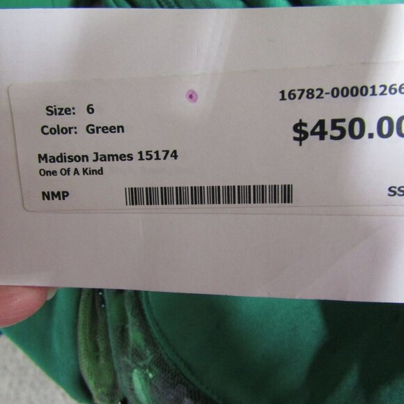 MADISON JAMES 6 Kelly Green BEADED Illusion PROM Evening Formal Maxi Dress - Picture 10 of 13